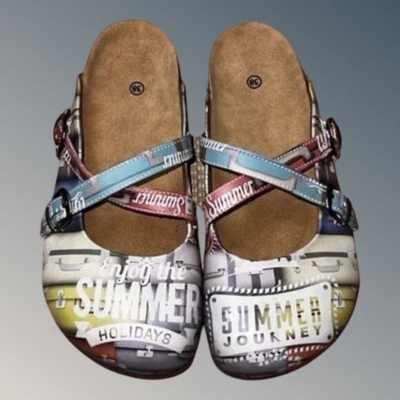 NWOB Summer Holidays Cork Insole Clog Mary Jane Sandals Size 38 US 7.5 - Picture 6 of 8